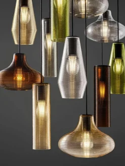 Mondgeblazen hanglamp Clio van getint glas^Panzeri Online