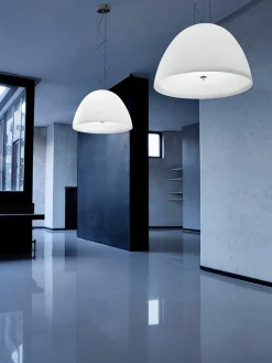 Mondgeblazen hanglamp Willy Glass^Panzeri Hot