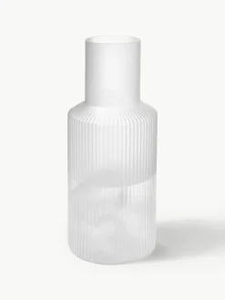 Mondgeblazen kleine waterkaraffen Ripple met waterglas, set van 2^ferm LIVING Outlet