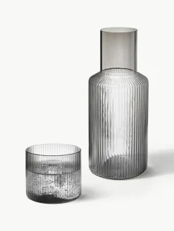 Mondgeblazen kleine waterkaraffen Ripple met waterglas, set van 2^ferm LIVING Best