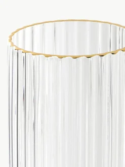 Mondgeblazen longdrinkglas Aleo met goudkleurige rand, 4 stuks^Westwing Collection Fashion