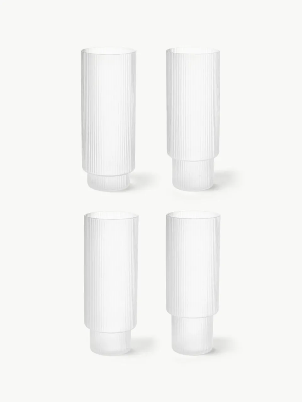 Mondgeblazen longdrinkglazen Ripple met groefreliëf, 4-delig^ferm LIVING Clearance