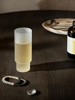 Mondgeblazen longdrinkglazen Ripple met groefreliëf, 4-delig^ferm LIVING Clearance