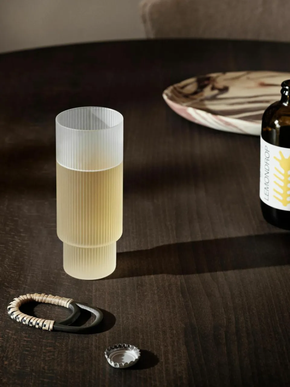 Mondgeblazen longdrinkglazen Ripple met groefreliëf, 4-delig^ferm LIVING Clearance