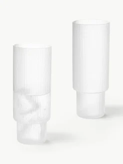 Mondgeblazen longdrinkglazen Ripple met groefreliëf, 4-delig^ferm LIVING Clearance