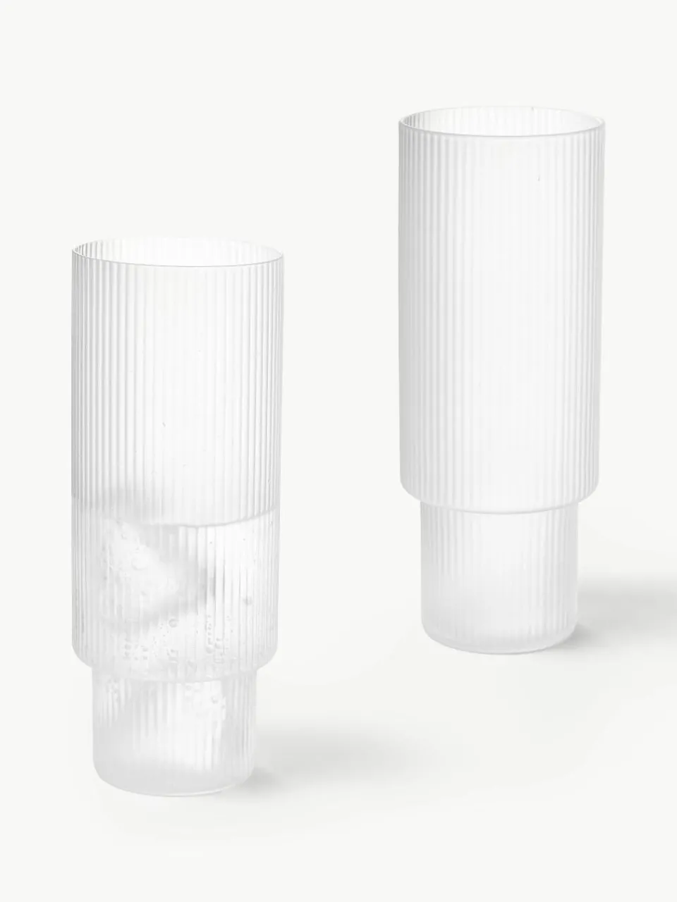 Mondgeblazen longdrinkglazen Ripple met groefreliëf, 4-delig^ferm LIVING Clearance