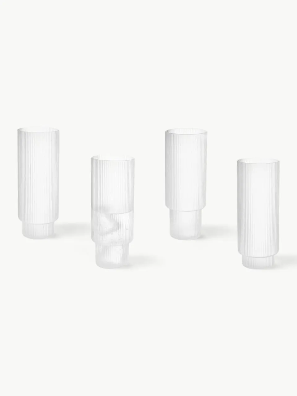 Mondgeblazen longdrinkglazen Ripple met groefreliëf, 4-delig^ferm LIVING Clearance