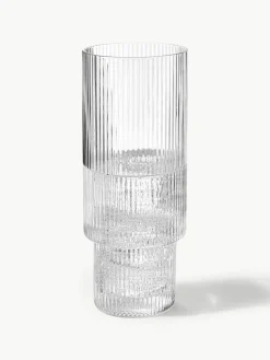 Mondgeblazen longdrinkglazen Ripple met groefreliëf, 4-delig^ferm LIVING Online