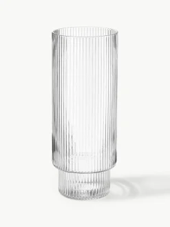 Mondgeblazen longdrinkglazen Ripple met groefreliëf, 4-delig^ferm LIVING Online