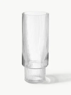 Mondgeblazen longdrinkglazen Ripple met groefreliëf, 4-delig^ferm LIVING Online