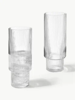 Mondgeblazen longdrinkglazen Ripple met groefreliëf, 4-delig^ferm LIVING Online