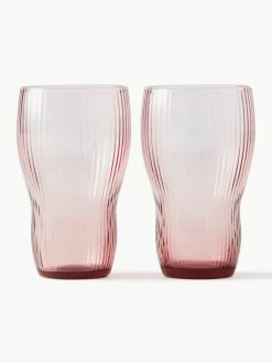 Mondgeblazen longdrinkglas Pum met groefstructuur, 2 stuks^Pols Potten Outlet