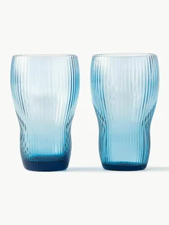 Mondgeblazen longdrinkglazen Pum met groefstructuur, 2 stuks^Pols Potten Online
