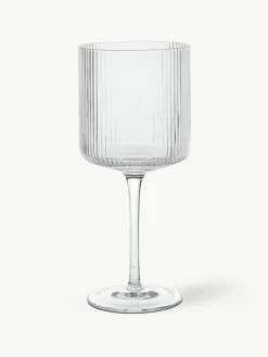 Mondgeblazen rode wijnglazen Ripple met groefreliëf, 2 stuks^ferm LIVING Sale
