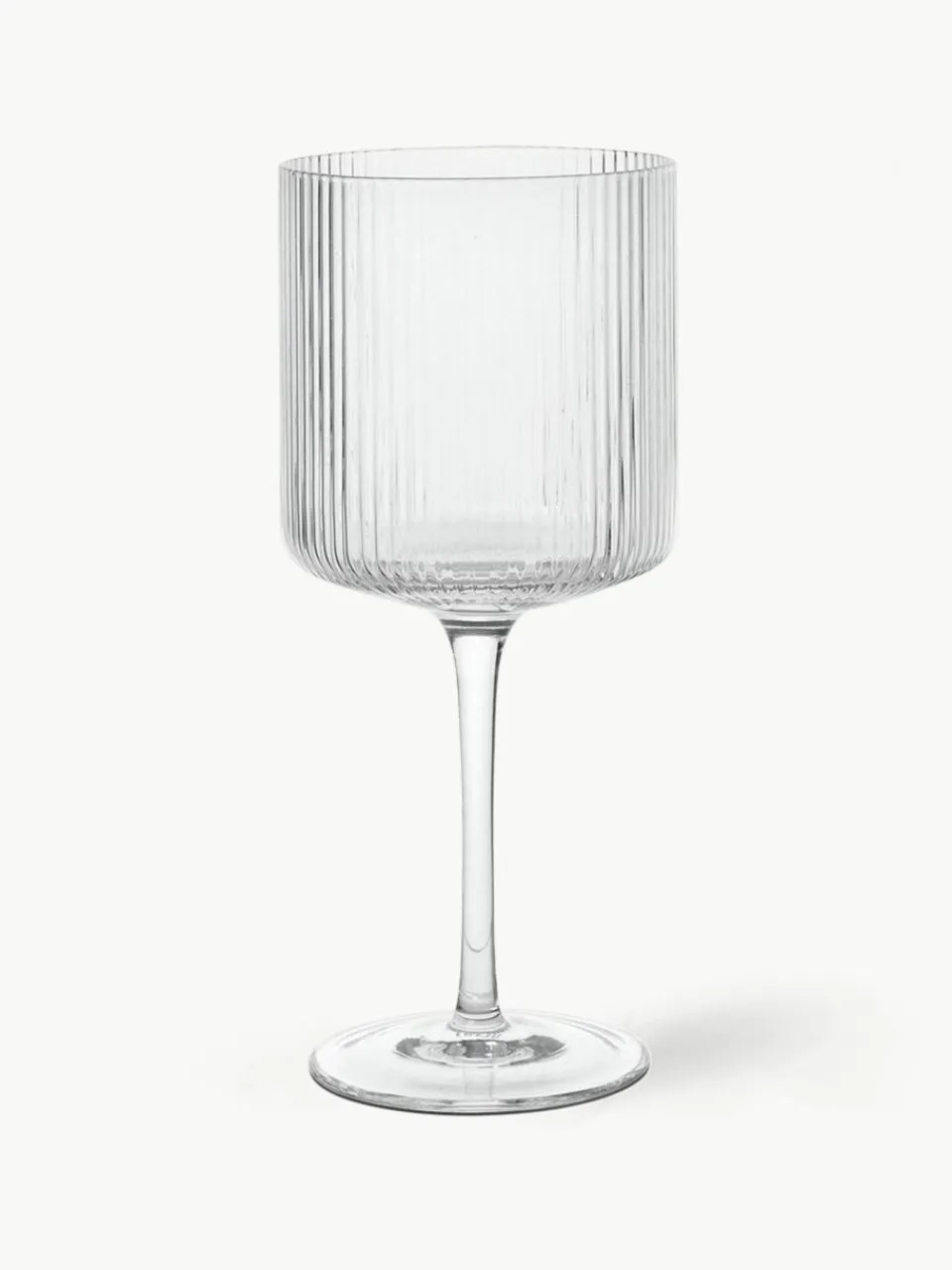 Mondgeblazen rode wijnglazen Ripple met groefreliëf, 2 stuks^ferm LIVING Sale