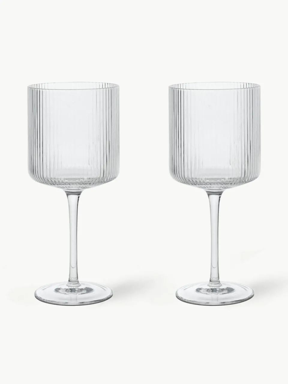Mondgeblazen rode wijnglazen Ripple met groefreliëf, 2 stuks^ferm LIVING Sale