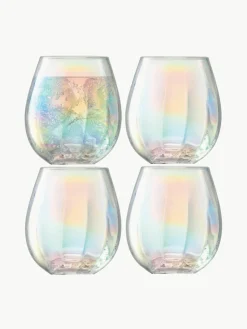 Mondgeblazen waterglazen Pearl met parelmoer glans, 4 stuks^Lsa International Clearance