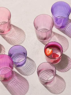 Mondgeblazen waterglazen Gems met groefreliëf, 4-delig^Lsa International Hot