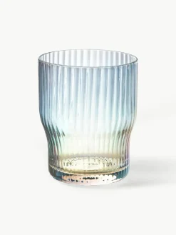 Mondgeblazen waterglazen Juno met groefreliëf en paarlemoer glans, 4 stuks^Westwing Collection New