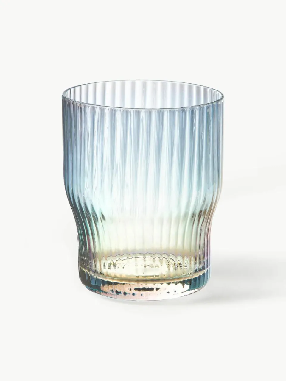 Mondgeblazen waterglazen Juno met groefreliëf en paarlemoer glans, 4 stuks^Westwing Collection New