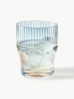 Mondgeblazen waterglazen Juno met groefreliëf en paarlemoer glans, 4 stuks^Westwing Collection New