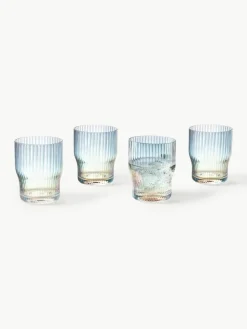 Mondgeblazen waterglazen Juno met groefreliëf en paarlemoer glans, 4 stuks^Westwing Collection New