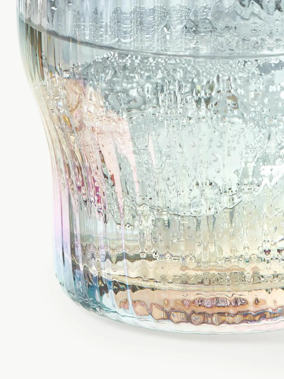 Mondgeblazen waterglazen Juno met groefreliëf en paarlemoer glans, 4 stuks^Westwing Collection New