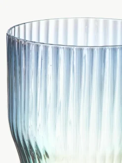 Mondgeblazen waterglazen Juno met groefreliëf en paarlemoer glans, 4 stuks^Westwing Collection New
