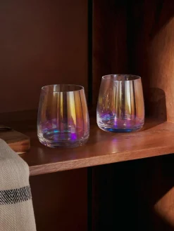 Mondgeblazen waterglazen Rainbow, iriserend, 4 stuks^Westwing Collection Online