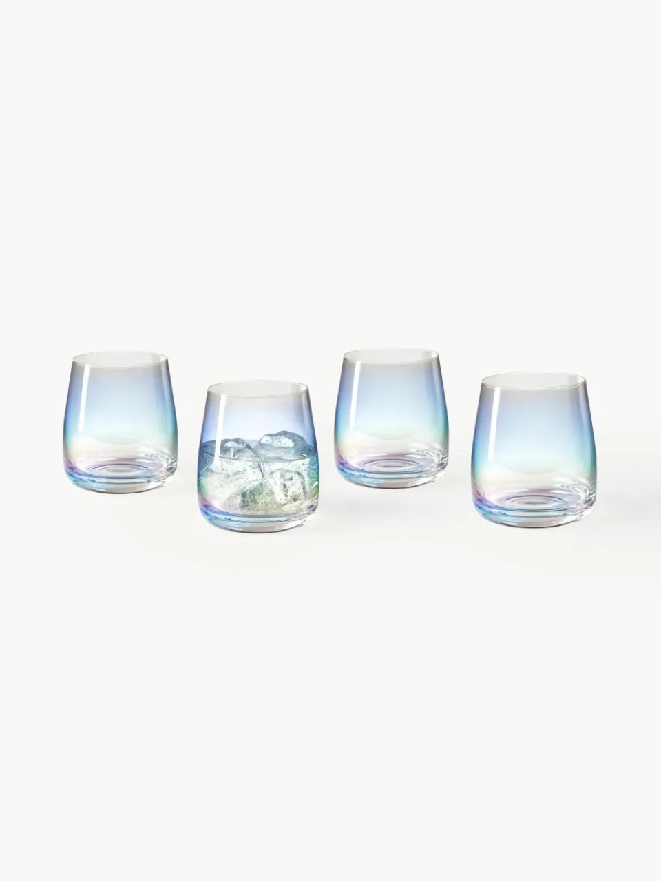 Mondgeblazen waterglazen Rainbow, iriserend, 4 stuks^Westwing Collection Online