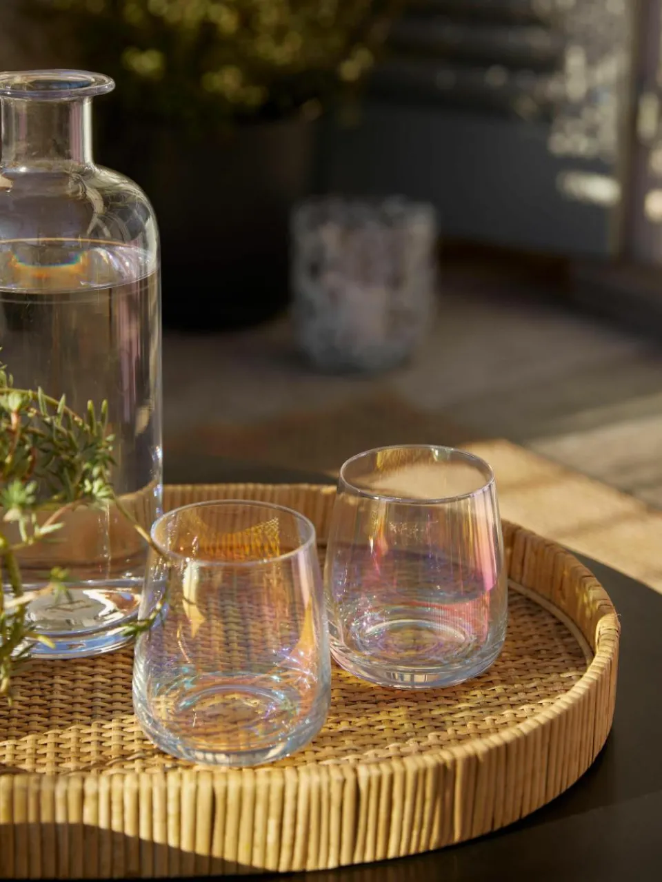 Mondgeblazen waterglazen Rainbow, iriserend, 4 stuks^Westwing Collection Online