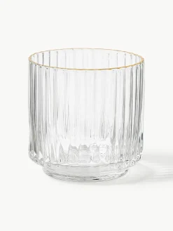 Mondgeblazen waterglazen Aleo met goudkleurige rand, 4 stuks^Westwing Collection Clearance