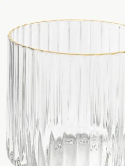 Mondgeblazen waterglazen Aleo met goudkleurige rand, 4 stuks^Westwing Collection Clearance