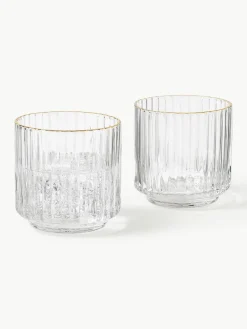 Mondgeblazen waterglazen Aleo met goudkleurige rand, 4 stuks^Westwing Collection Clearance