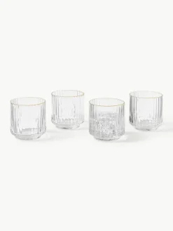 Mondgeblazen waterglazen Aleo met goudkleurige rand, 4 stuks^Westwing Collection Clearance