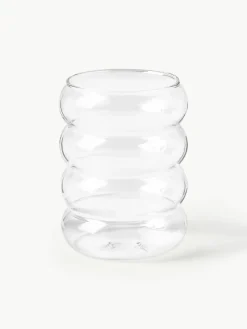 Mondgeblazen waterglazen Bubbly, 4 stuks^Westwing Collection Fashion