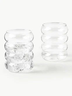 Mondgeblazen waterglazen Bubbly, 4 stuks^Westwing Collection Fashion