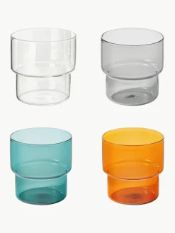 Mondgeblazen waterglazen Gustave, 4 stuks^Westwing Collection New