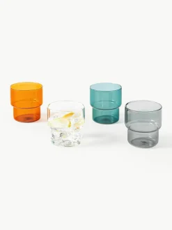Mondgeblazen waterglazen Gustave, 4 stuks^Westwing Collection New