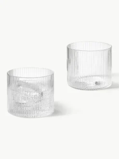 Mondgeblazen waterglazen Ripple met groefreliëf, 4 stuks^ferm LIVING Clearance