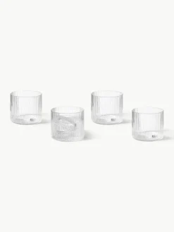 Mondgeblazen waterglazen Ripple met groefreliëf, 4 stuks^ferm LIVING Clearance