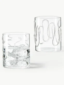 Mondgeblazen waterglazen Doodle met structuurpatroon, 2-delig^ferm LIVING Online