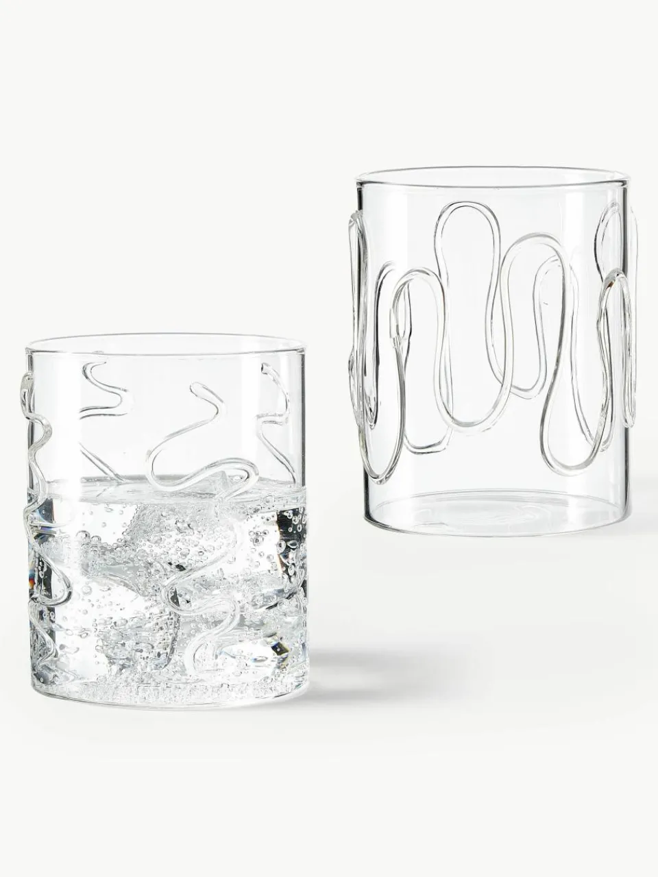 Mondgeblazen waterglazen Doodle met structuurpatroon, 2-delig^ferm LIVING Online