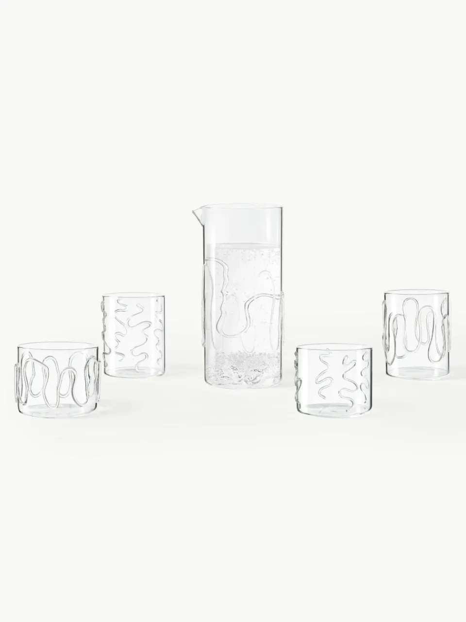 Mondgeblazen waterglazen Doodle met structuurpatroon, 2-delig^ferm LIVING Online