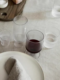 Mondgeblazen waterglazen Ripple met groefreliëf, 4-delig^ferm LIVING Best