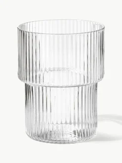 Mondgeblazen waterglazen Ripple met groefreliëf, 4-delig^ferm LIVING Best