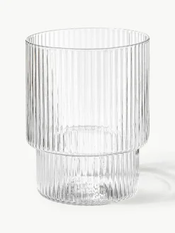 Mondgeblazen waterglazen Ripple met groefreliëf, 4-delig^ferm LIVING Best