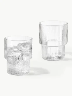 Mondgeblazen waterglazen Ripple met groefreliëf, 4-delig^ferm LIVING Best