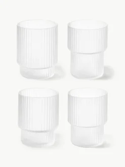 Mondgeblazen waterglazen Ripple met groefreliëf, 4-delig^ferm LIVING Outlet