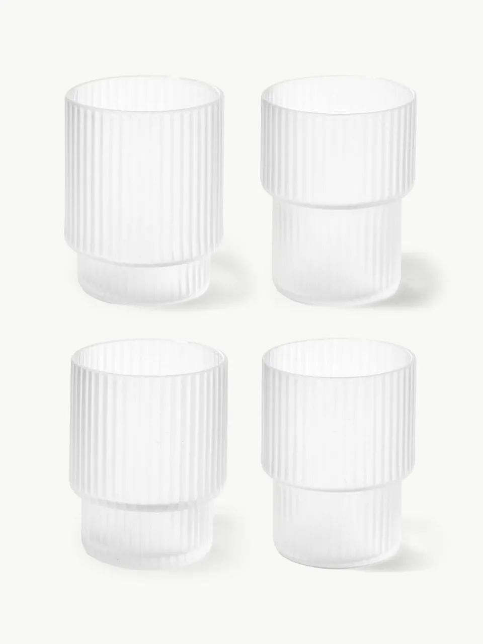 Mondgeblazen waterglazen Ripple met groefreliëf, 4-delig^ferm LIVING Outlet